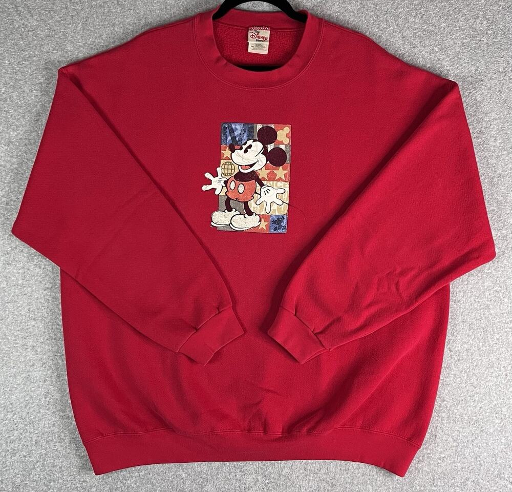 Disney Mickey Mouse Red Crewneck Sweatshirt Men’s XXL Vintage Style